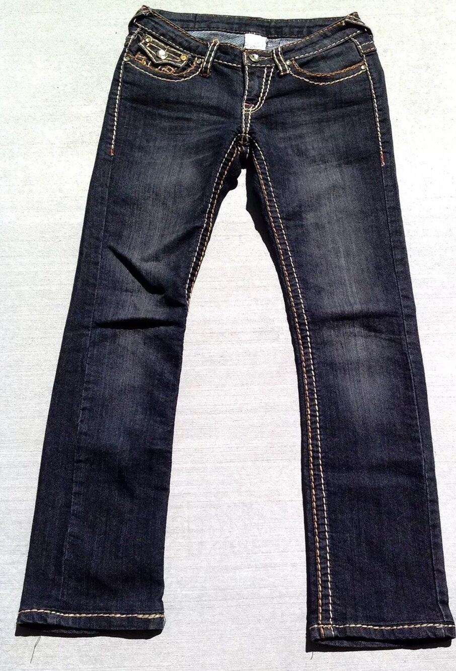 True Religion Womens Joey Super T Double Stitch Jeans Size 27x28